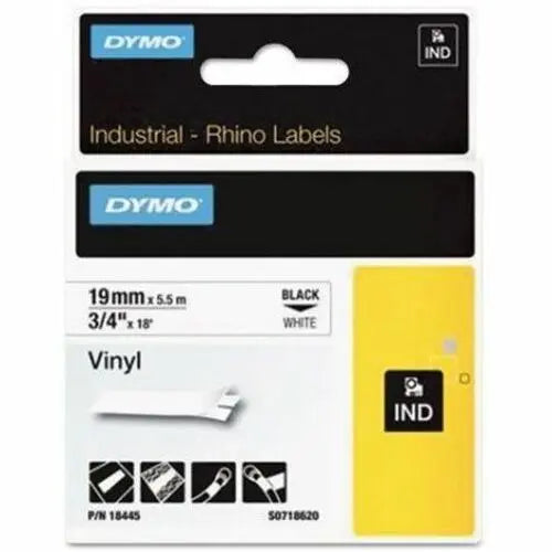 Sanford RhinoPro Coloured Tape Label - Durable White Vinyl Multipurpose Labels for Industrial Use