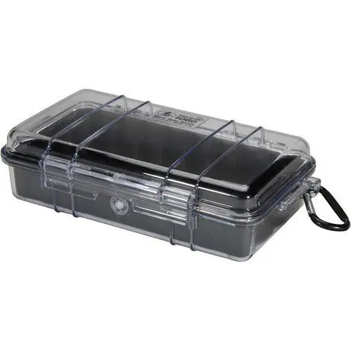 Pelican Micro Case 1060 with Clear Lid and Carabiner – Durable Steel Travel Luggage Case in Black