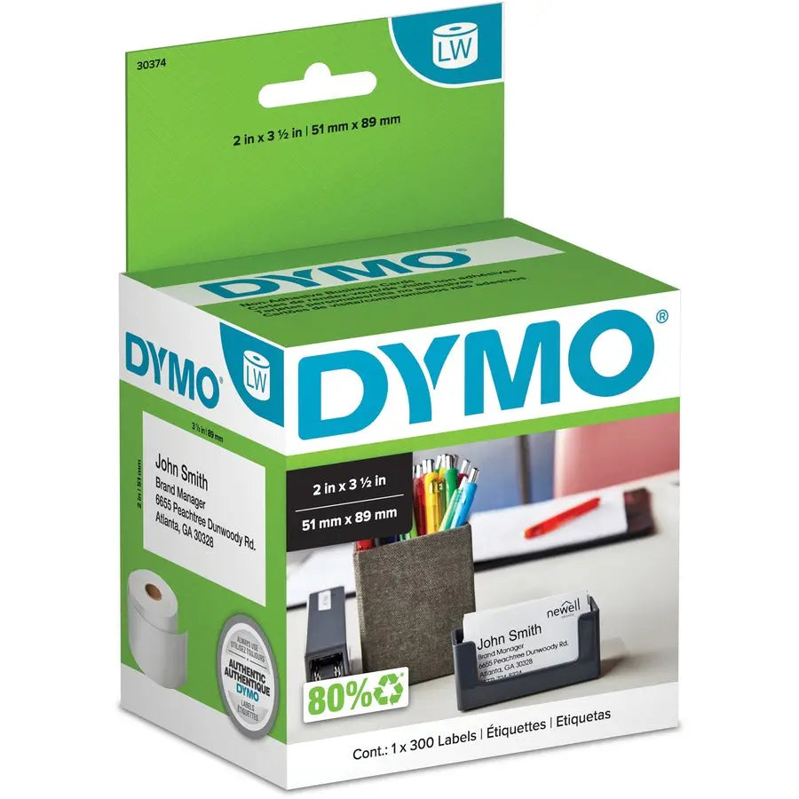 Dymo Nonadhesive Appointment Cardstock Labels – White, Part Number 30374