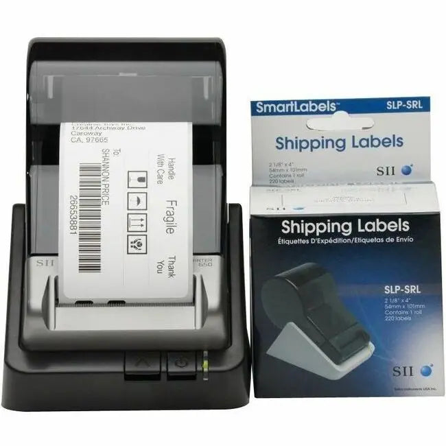 Seiko Instruments SLP-SRL Self-Adhesive Shipping Labels - White, 220 Labels per Roll