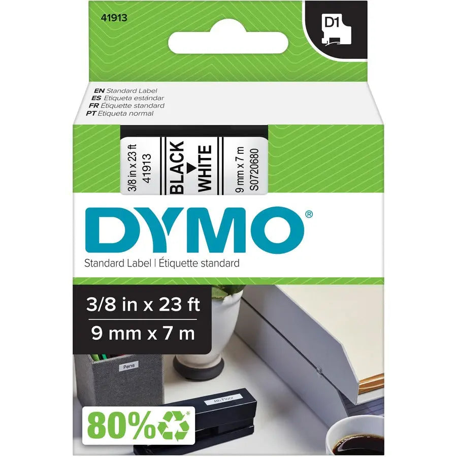 Dymo D1 Electronic Tape Cartridge Model 41913 by Newell Brands – White Polyester Label Tape for Dymo LabelManager and LabelPoint Printers