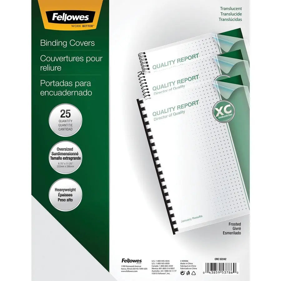 Fellowes Futura Oversized Presentation Covers – Frosted, 25 Pack