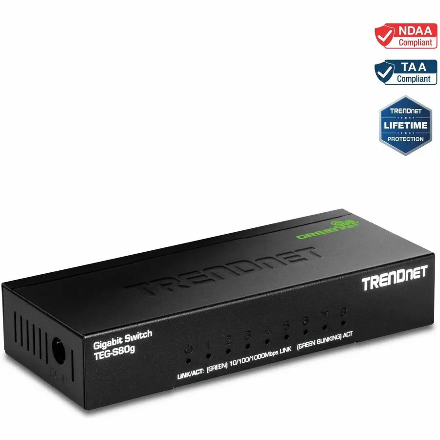 TRENDnet TEG-S80g 8-Port Gigabit GREENnet Mini Switch for High-Speed Network Connectivity