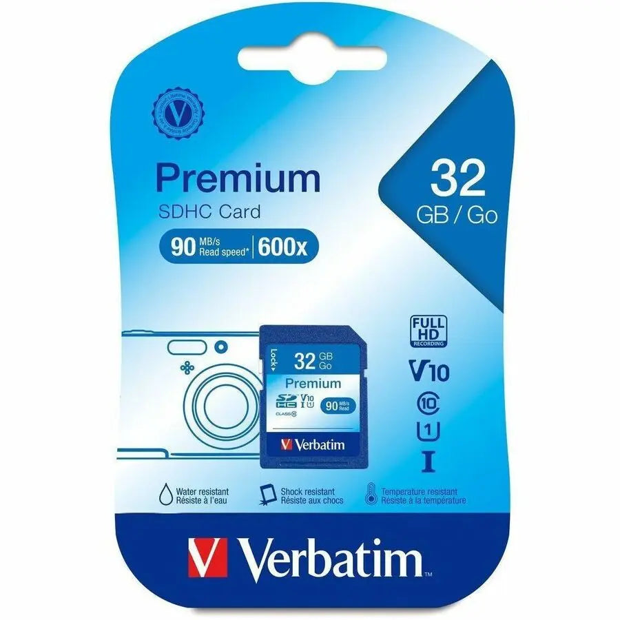 Verbatim 32GB Premium SDHC Memory Card UHS-I Class 10 - Reliable High-Speed Storage for Cameras and Devices