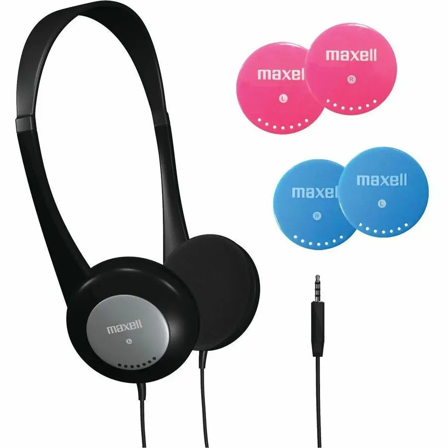 Maxell Kids Safe Headphones - Volume Limited Kids Headphones with Interchangeable Caps and Comfortable Fit