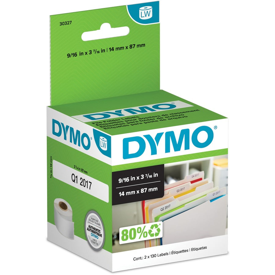 Dymo 30327 LabelWriter File Folder Labels – White, 260 Pack for Compatible LabelWriter Printers