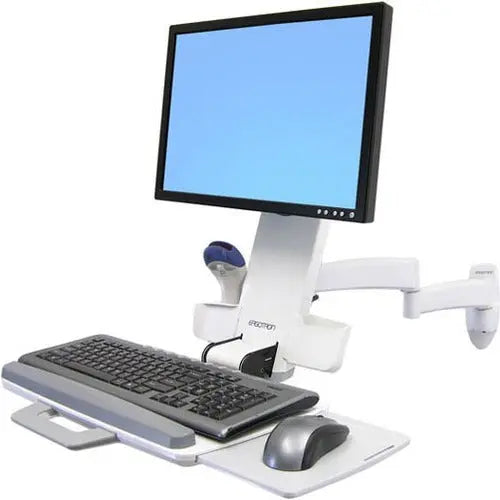 Ergotron 200 Telescoping Combo Arm – Wall Mount for 24-Inch Monitors, Barcode Scanners, Keyboards, and Mice
