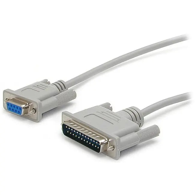 StarTech.com 10 ft Cross Wired DB9 to DB25 Serial Null Modem Cable - Data Transfer and Device Connection