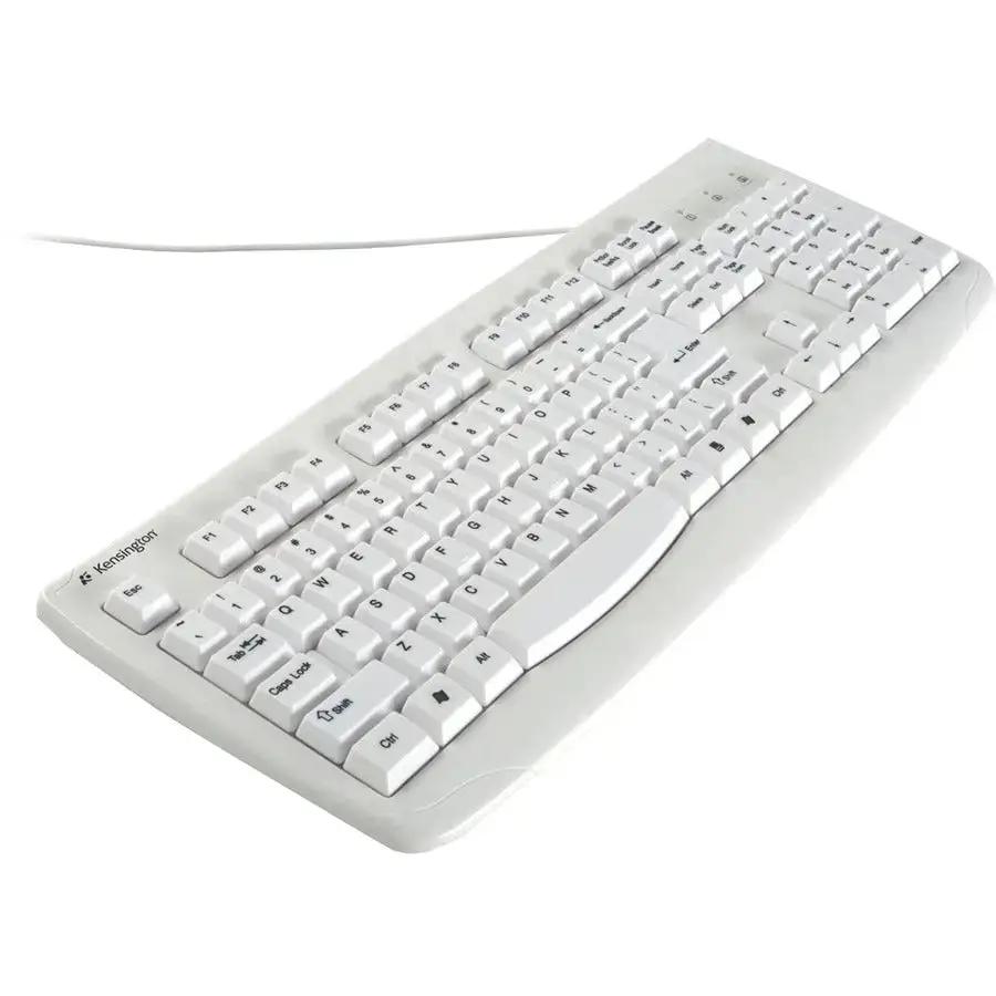 Kensington K64406US Washable USB/PS2 Keyboard – Waterproof & Microbe-Resistant White Keyboard for Enhanced Hygiene and Efficiency