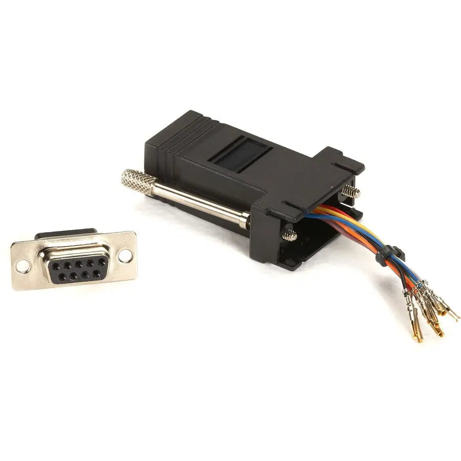 Black Box FA4509F-BK DB9 Female to RJ45F Modular Adapter Kit with Thumbscrews, Black
