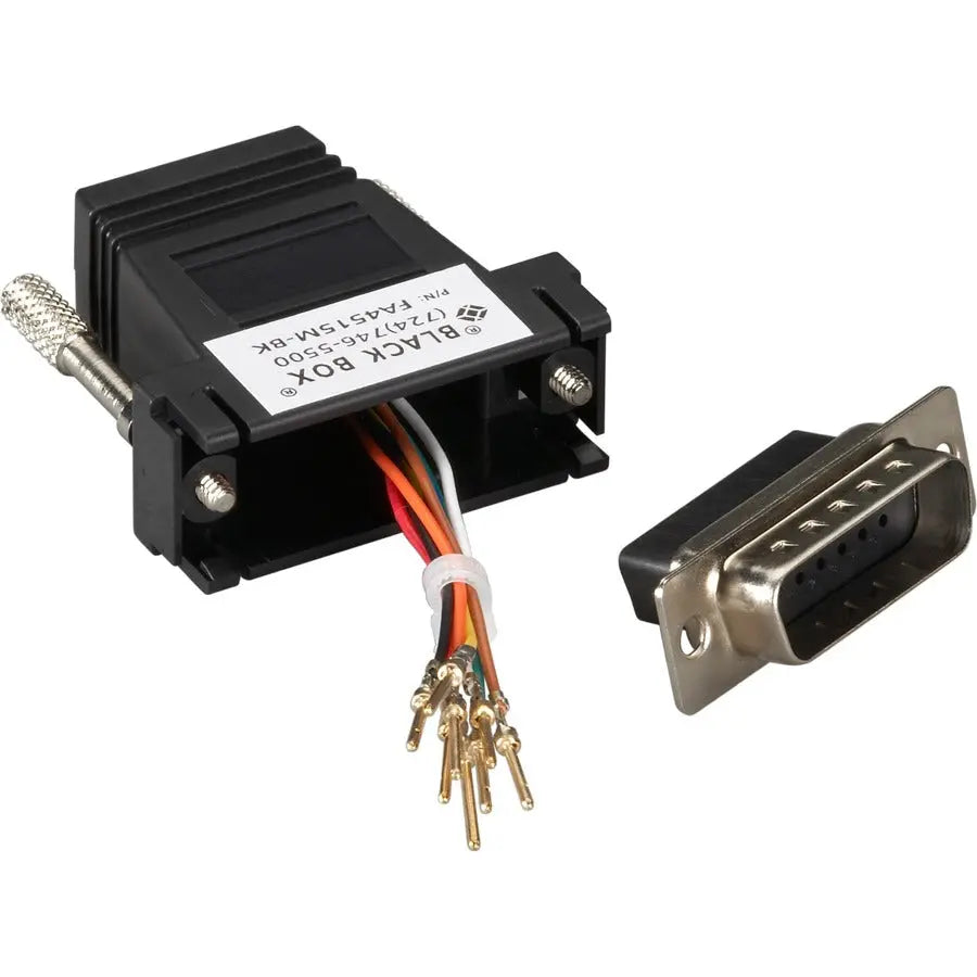 Black Box FA4515M-BK Modular Network Adapter Kit - DB15M to RJ45F with Thumbscrews, Black
