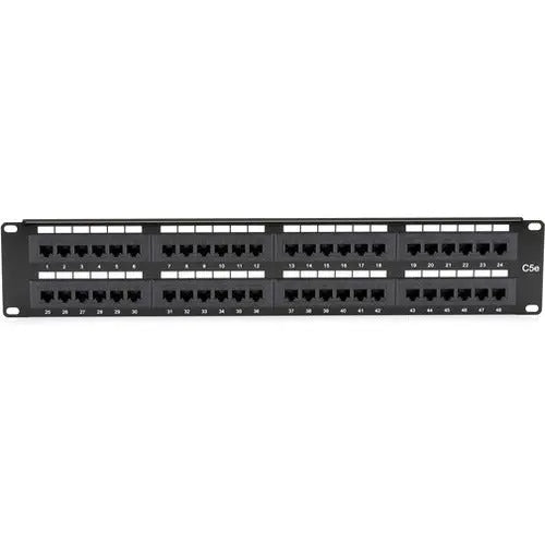 Black Box JPM5E48A 48-Port 2U Unshielded CAT5e Patch Panel with Gold Contacts and Metal Frame