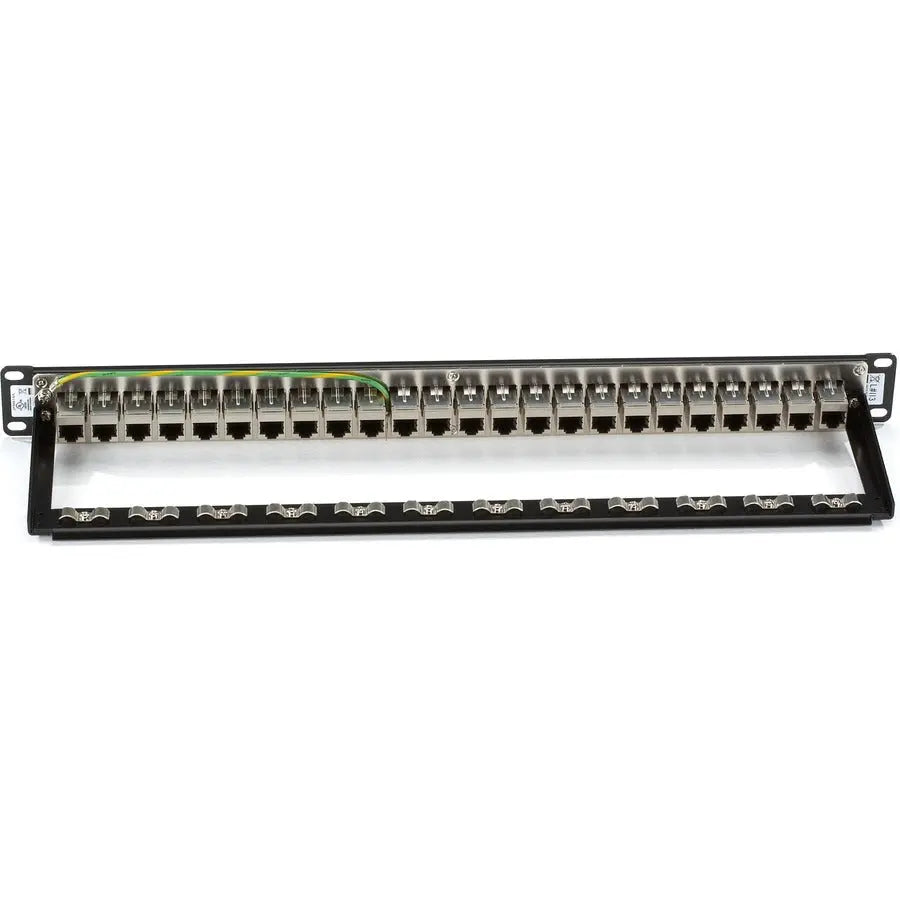Black Box JPM814A Cat6 Feed-Through Patch Panel - 24 Ports, 1U Rack-Mountable, Shielded for High-Density Network Cabling