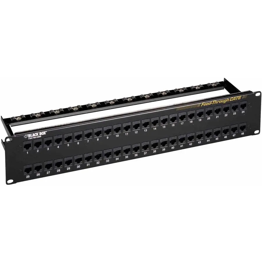 Black Box JPM820A CAT6 Feed-Through Patch Panel - 2U Unshielded 48-Port Ethernet Network Panel