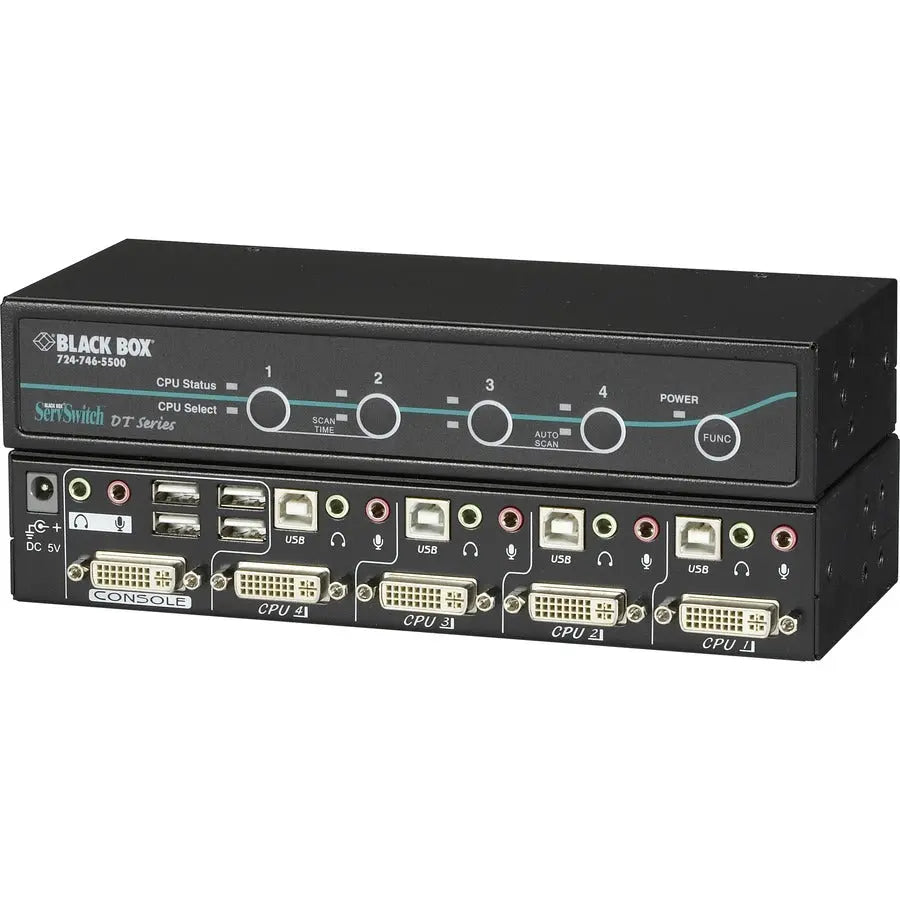 Black Box ServSwitch DT KVM Switch 4-Port DVI with USB 2.0 for Desktop Use