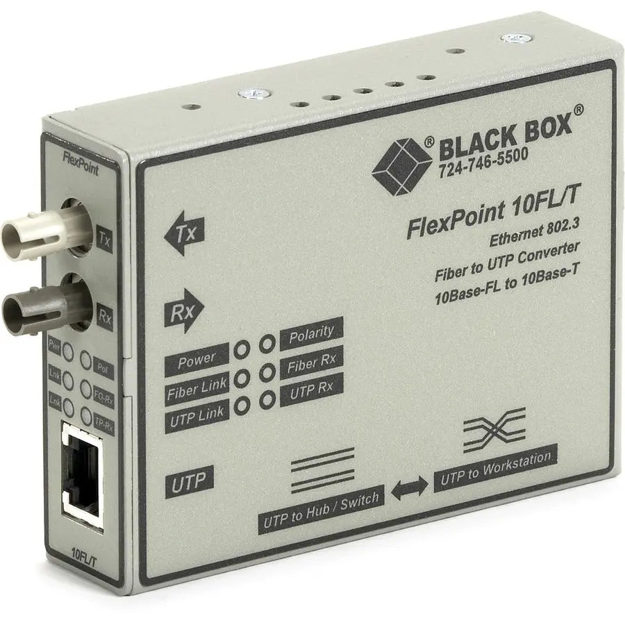 Black Box FlexPoint LMC212A-MM-R3 Ethernet 10-Mbps Copper to Multimode Fiber Media Converter