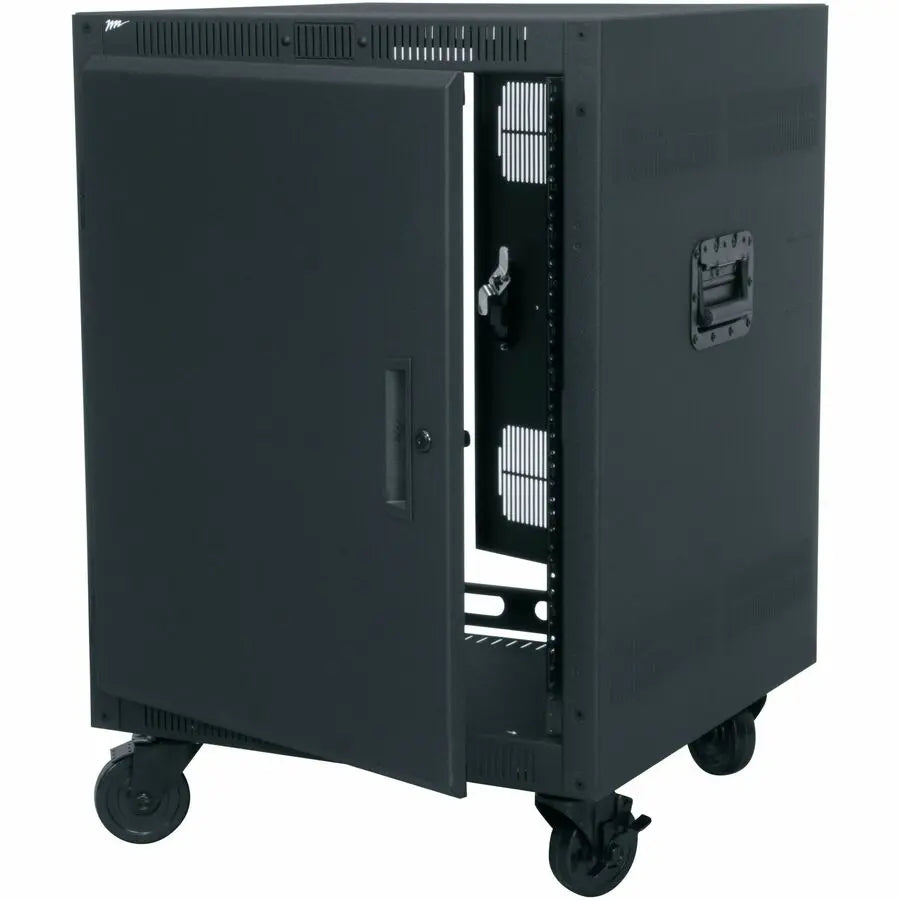 Middle Atlantic PTRK Series 14RU Portable Rolling 4-Post Rack - 24 Inch Depth Floor Standing Steel Cabinet