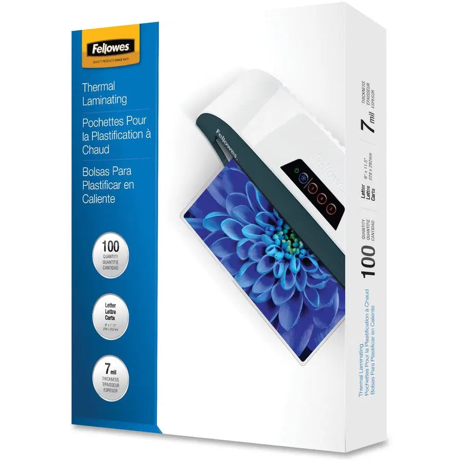 Fellowes Letter-Size Glossy Laminating Pouches – Clear, 7 Mil, Pack of 100