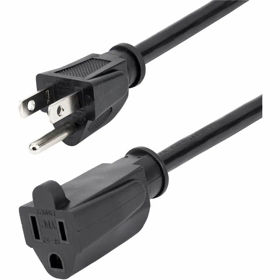 StarTech.com 10ft Power Extension Cord NEMA 5-15R to NEMA 5-15P - Black, 13A 125V, 16AWG for Computers and Office Devices