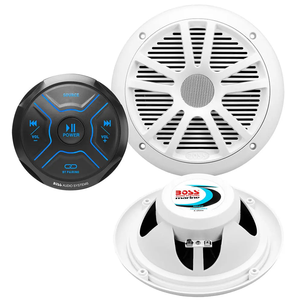 Boss Audio MG150W.6 Marine Audio Kit with MGR150B and Dual MR6W Speakers