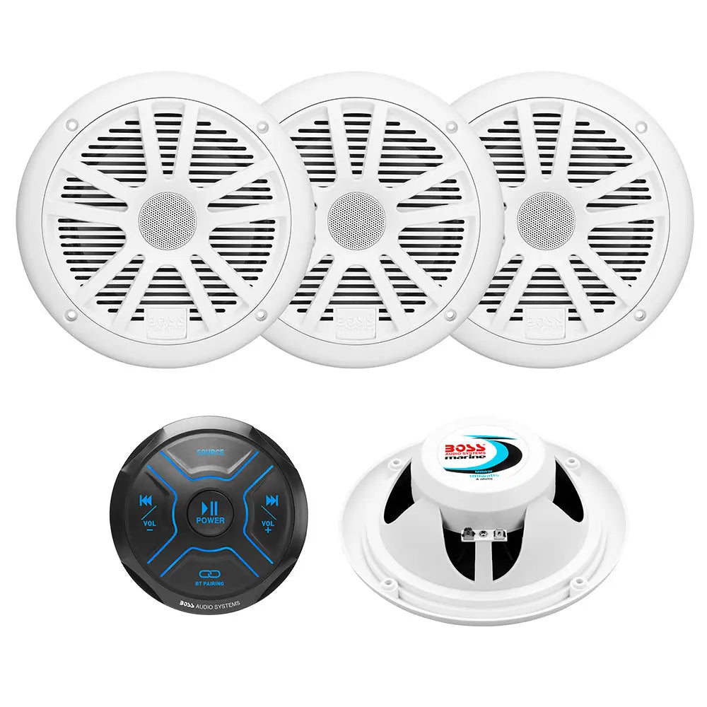 Boss Audio MG250W.64 Marine Audio Kit with MGR150B and 2 Pairs of MR6W Speakers