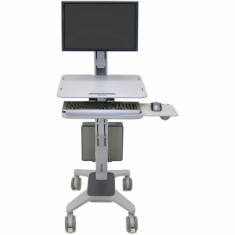 Ergotron WorkFit-C Single LD Sit-Stand Workstation Computer Cart with Adjustable Height and Large Workspace