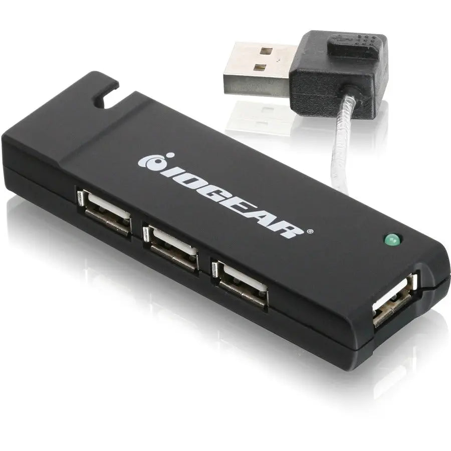 IOGEAR 4-Port Hi-Speed USB 2.0 Hub with Tuck-Away Cable and LED Status Indicators