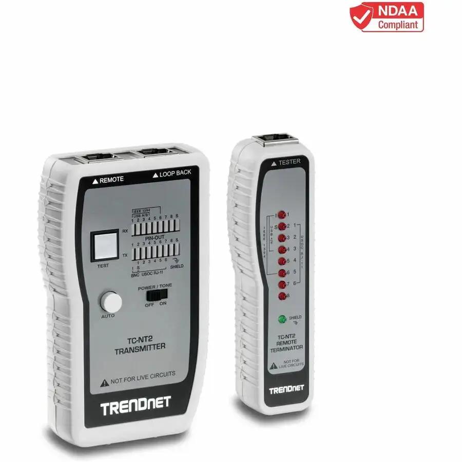 TRENDnet Network Cable Tester TC-NT2 for Ethernet, USB, and BNC Cables – Accurate Pin Testing up to 300 Meters by TRENDnet