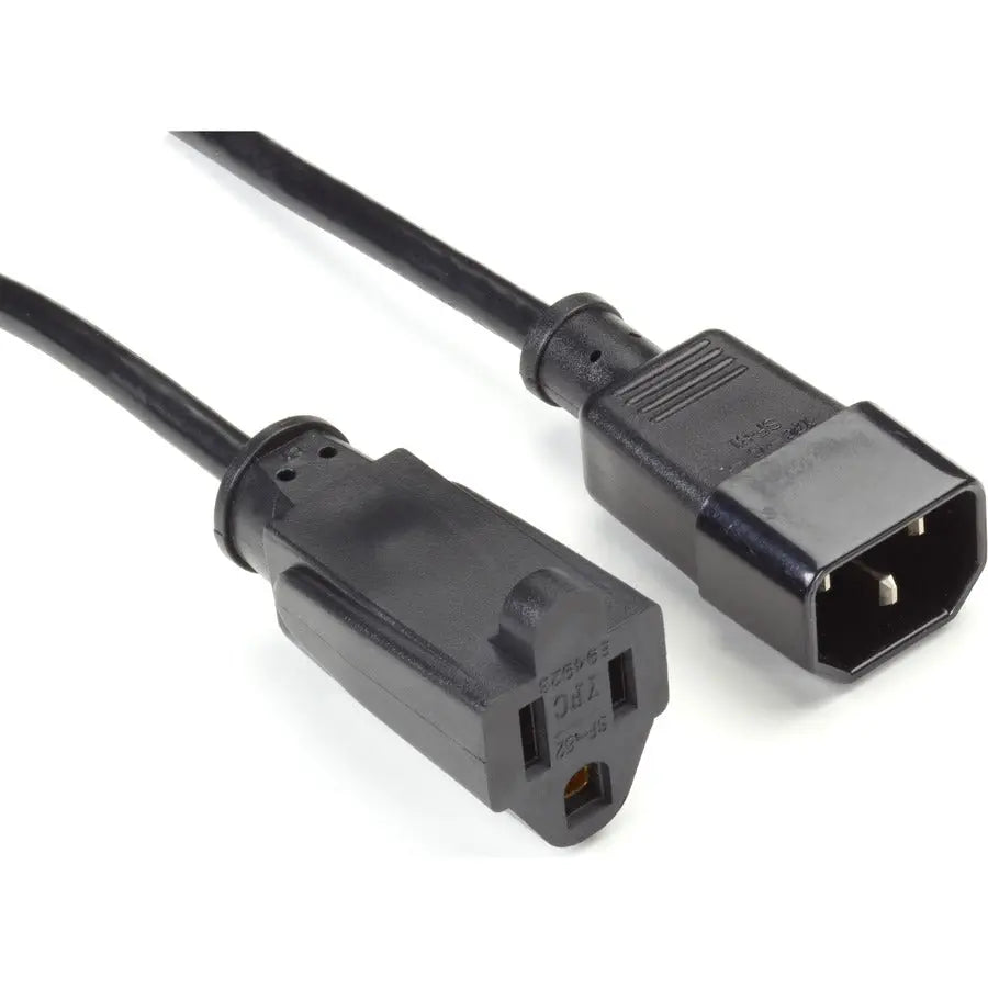 Black Box EPXR15 Standard Power Cord – IEC 320 to 3-Prong Outlet Converter, 1 ft, Black