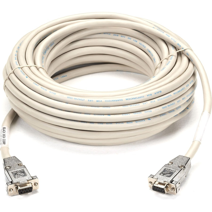Black Box RS232 Shielded Null Modem Cable - 50 ft. DB9 Female/Female, Metal Hood