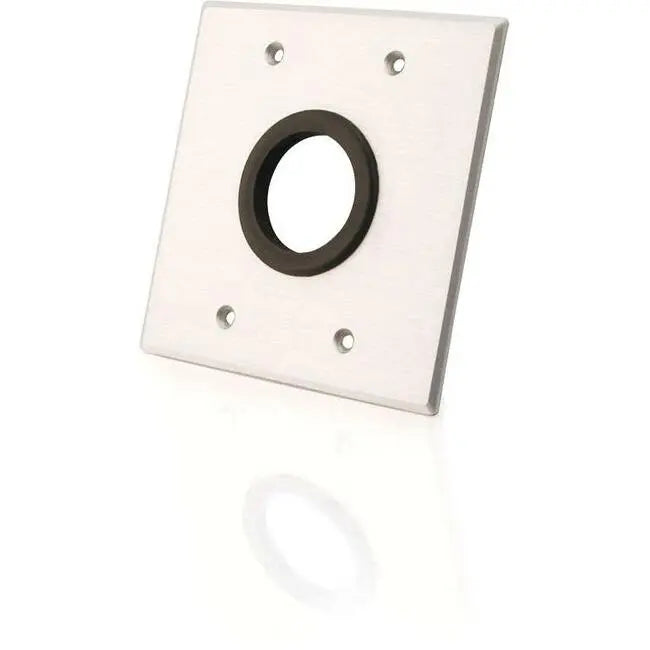 C2G 1.5-inch Grommet Cable Pass Through Double Gang Wall Plate in Brushed Aluminum