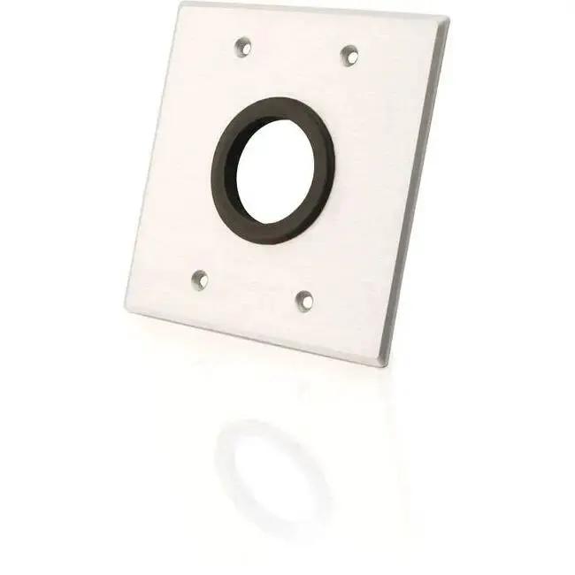 C2G 1.5-inch Grommet Cable Pass Through Double Gang Wall Plate in Brushed Aluminum by Legrand Group