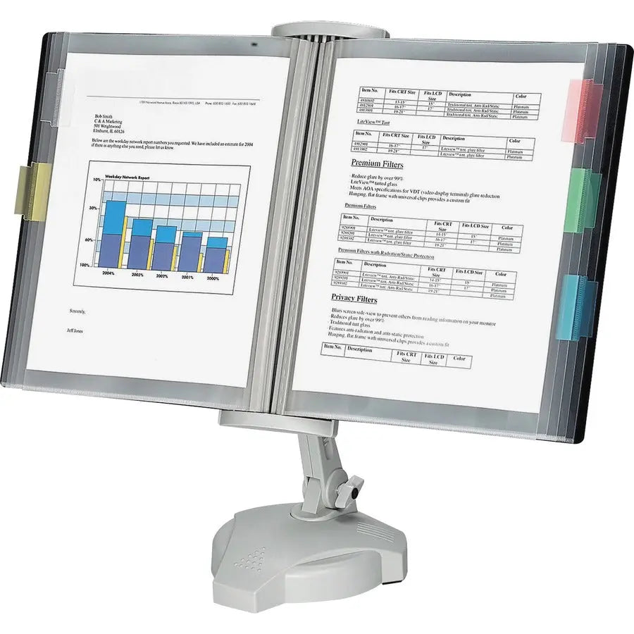Fellowes Desktop Reference Rack Model 22300 – Adjustable Plastic Document Organizer with Wall-Mount Option and Index Tabs