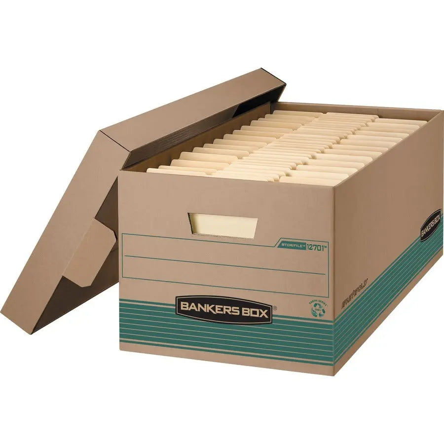 Fellowes Bankers Box STOR/FILE Recycled Medium Duty File Storage Box with Lid – 12 Pack, 24 Inch Letter Size