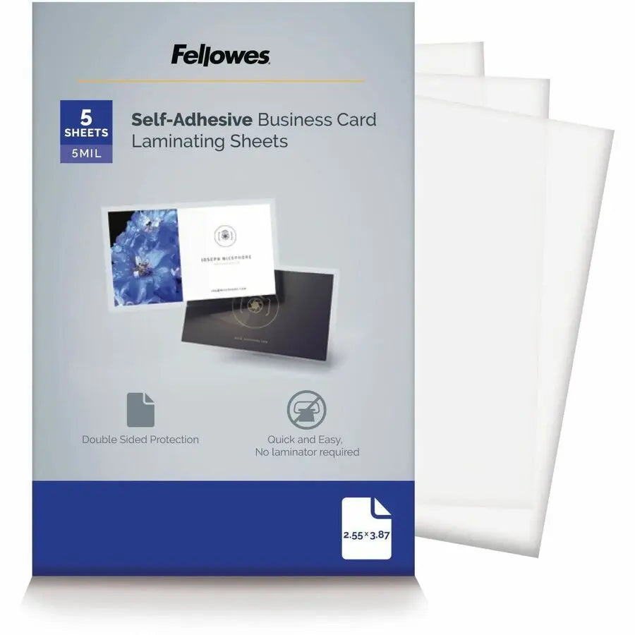 Fellowes Self-Adhesive Laminating Pouches for Business Cards, 5 Mil Thickness, 5 Pack