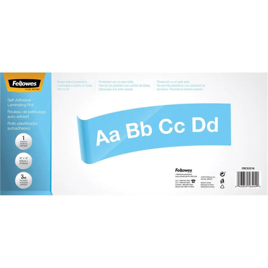 Fellowes Self-Adhesive Laminating Roll, 3 Mil – Clear, Ideal for Large Documents and Banners
