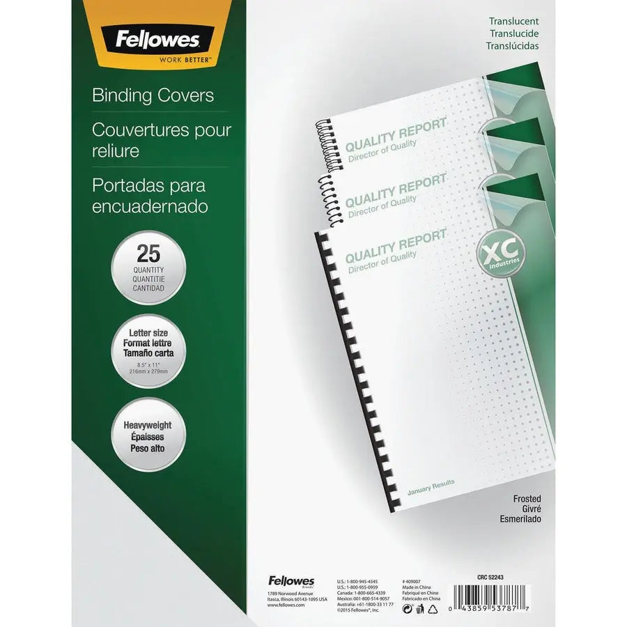 Fellowes Futura Frosted Presentation Covers - Clear 8-1/2 x 11 inch Heavyweight Binding Covers