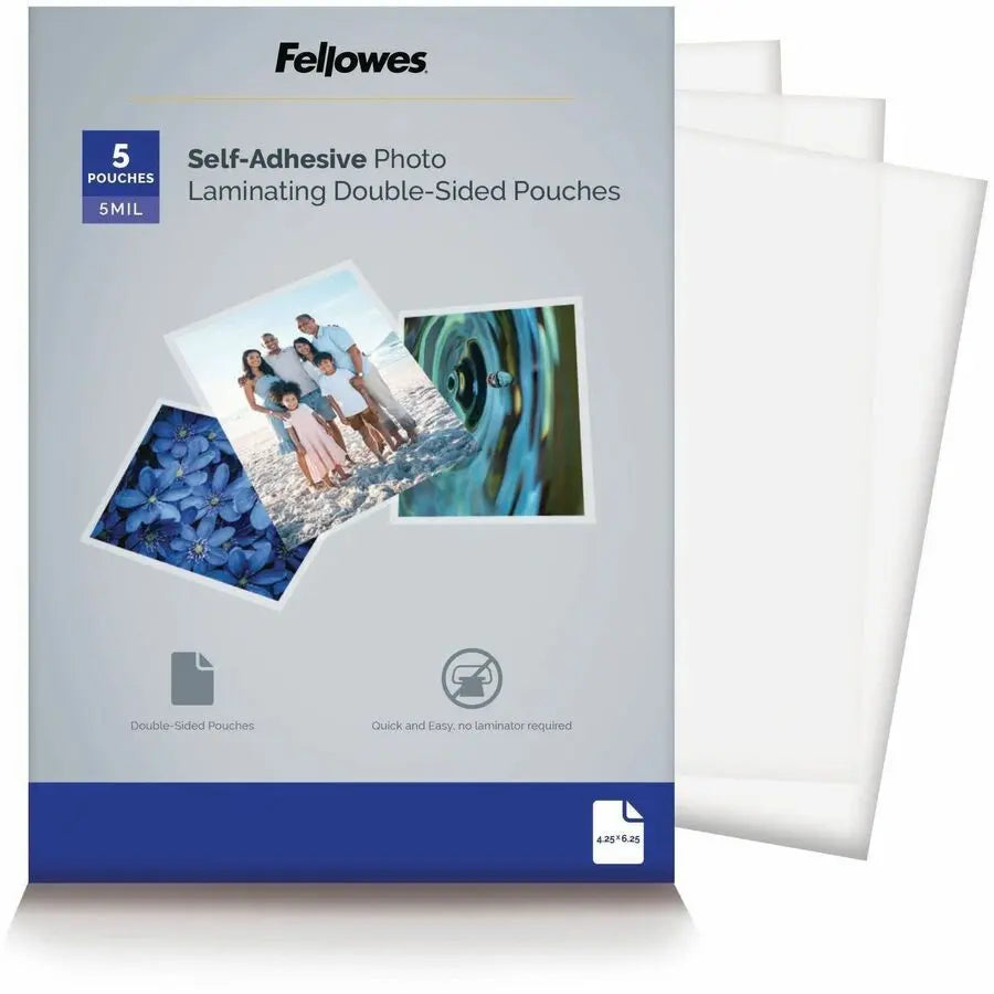 Fellowes Self-Adhesive Photo Laminating Pouches - 5 Mil, 5 Pack