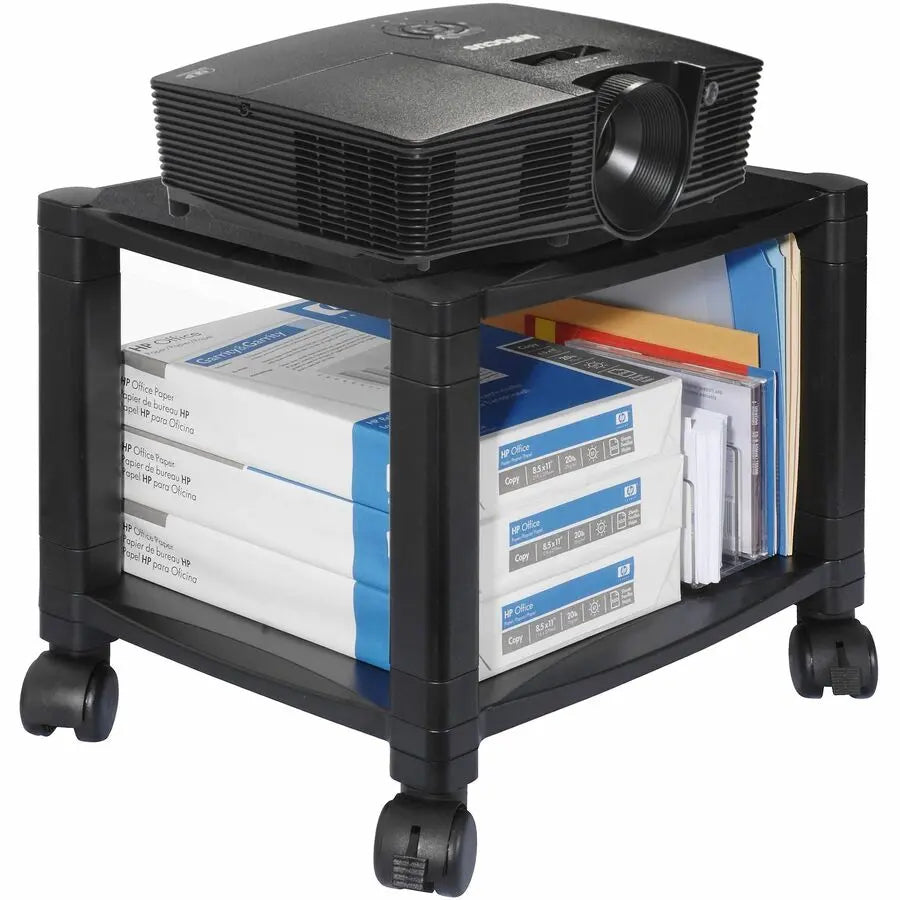 Kantek PS510 2-Shelf Mobile Height-Adjustable Printer and Fax Stand in Black