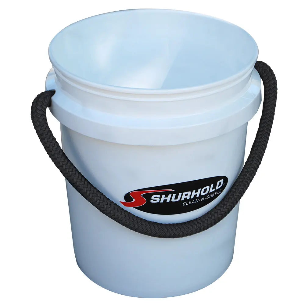 Shurhold 5 Gallon Rope Handle Bucket - White for Marine, RV, and Home Use