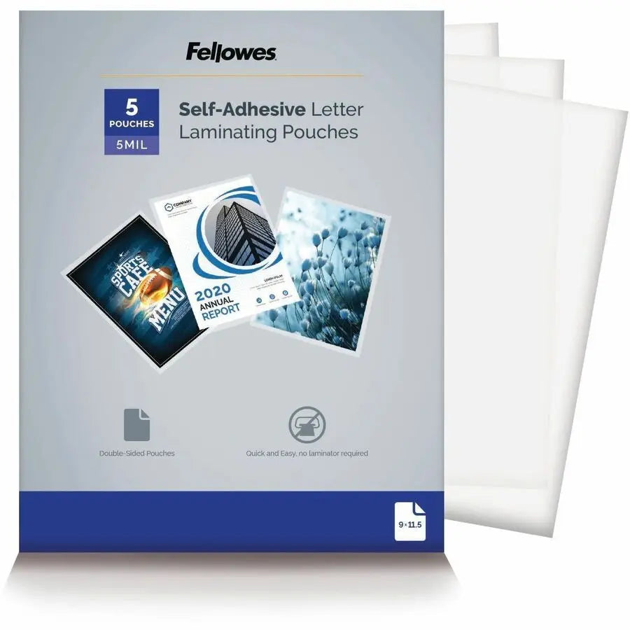 Fellowes Self-Adhesive Letter Size Laminating Pouches - 5 Mil Thickness, Pack of 5