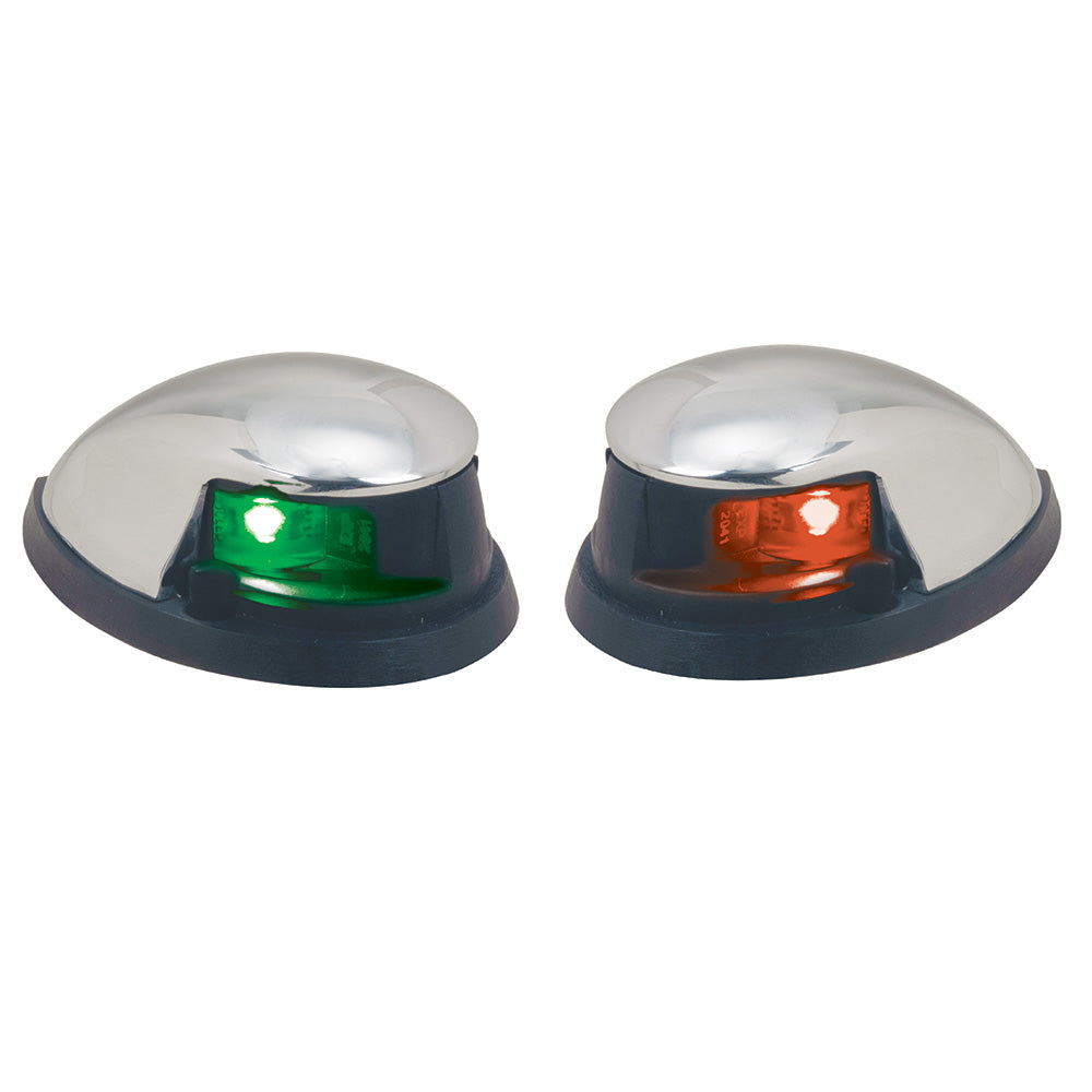 Perko 0648DP0CHR Red/Green LED Horizontal Mount Side Lights, Pair, Chrome-Plated Zinc