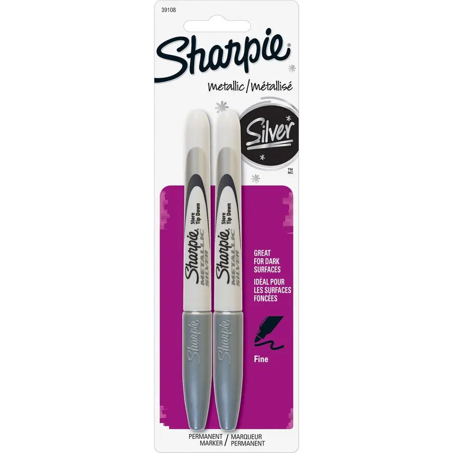 Sharpie Metallic Permanent Markers - Silver, 2 Pack, Fine Point, Water-Resistant Ink