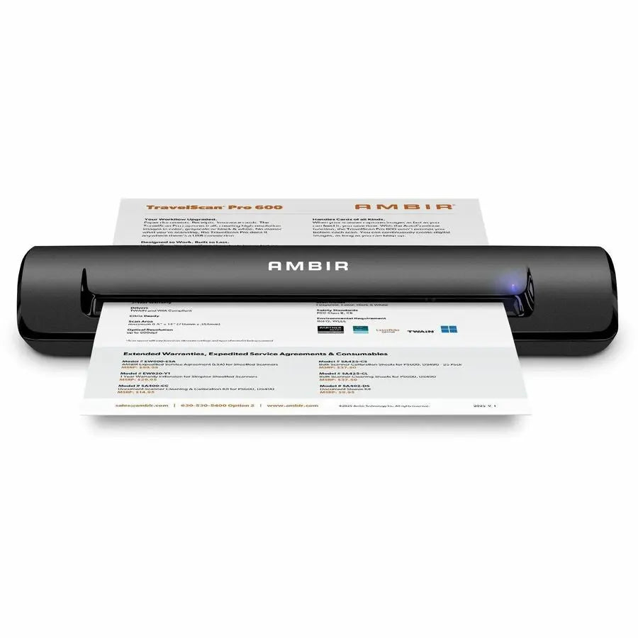Ambir TravelScan Pro 600 Portable Sheetfed Scanner with AmbirScan Software