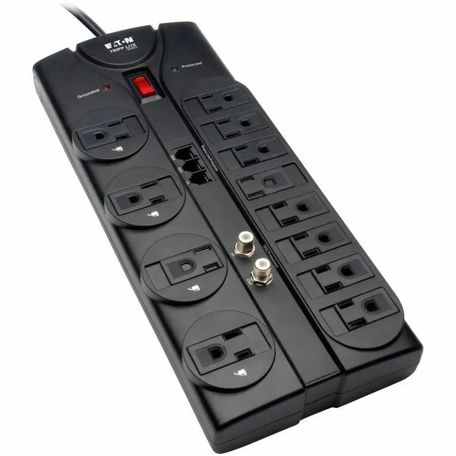 Eaton Corporation Tripp Lite Protect It! TLP1208TELTV 12-Outlet Surge Protector with 8 ft Cord and Coaxial Protection