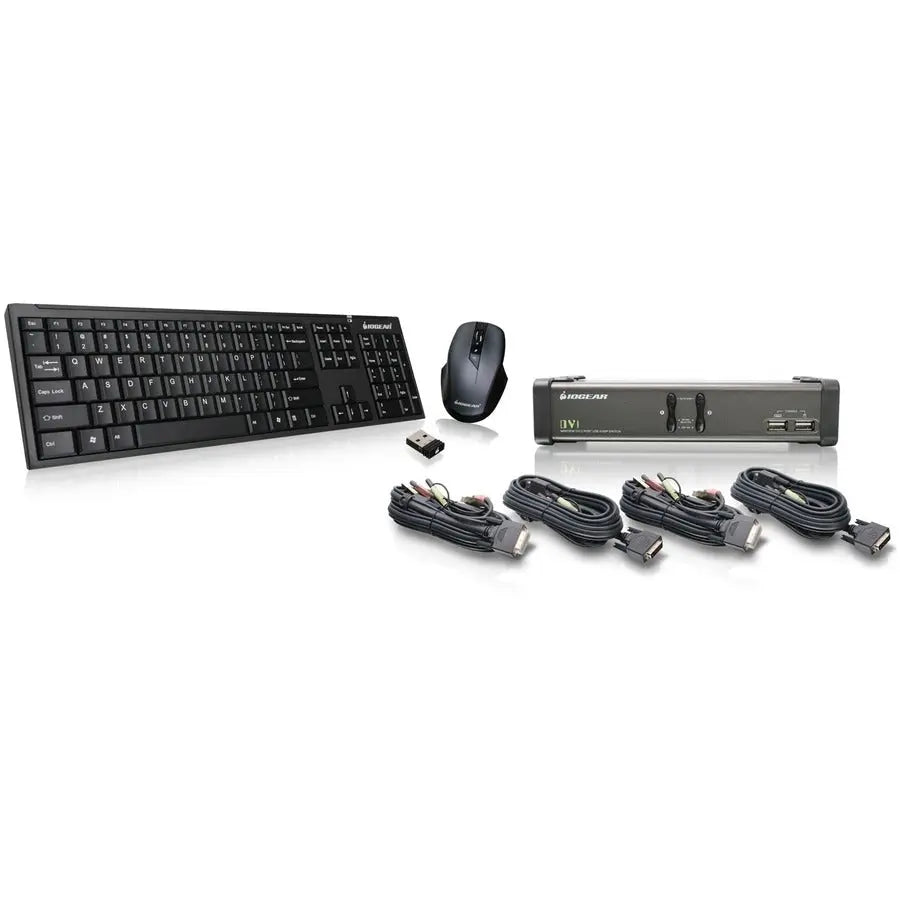 IOGEAR GCS1102-KM1 2-Port DVI KVMP Switch with Wireless Keyboard and Mouse Combo