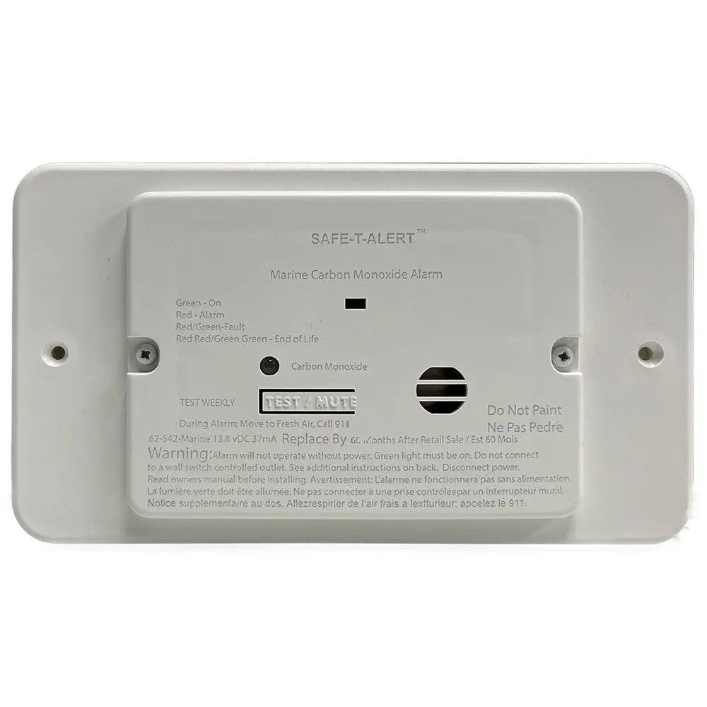 Safe-T-Alert 62 Series Marine Carbon Monoxide Flush Mount Alarm - White - 12V with Trim Ring