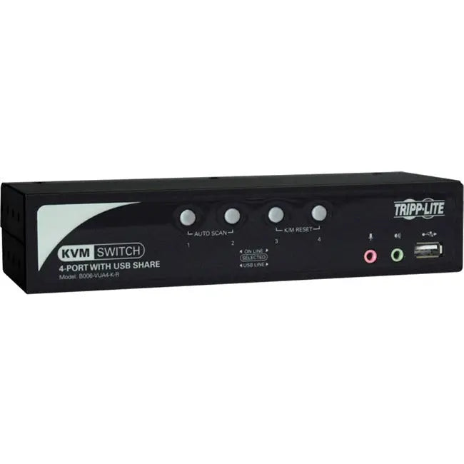 Eaton Tripp Lite Series 4-Port KVM Switch with Audio, OSD, and Peripheral Sharing - Model B006-VUA4-K-R