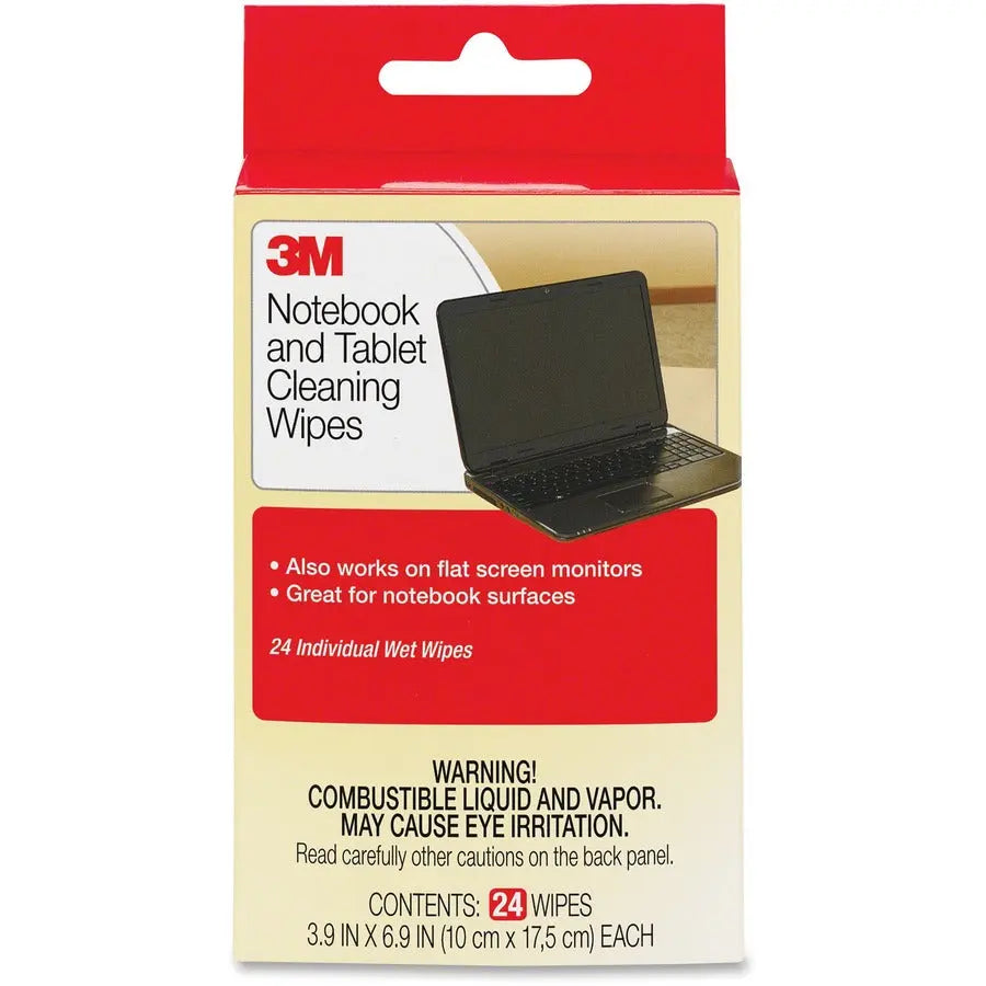 3M Notebook Screen Cleaning Wipes - Pack of 24, Gentle Dust and Smudge Remover for LCD and Notebook Screens