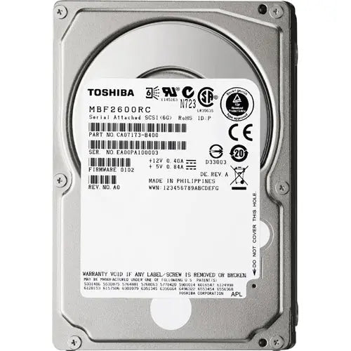 Toshiba MBF2600RC 600GB 10,025 RPM 2.5-Inch SAS Enterprise Hard Drive